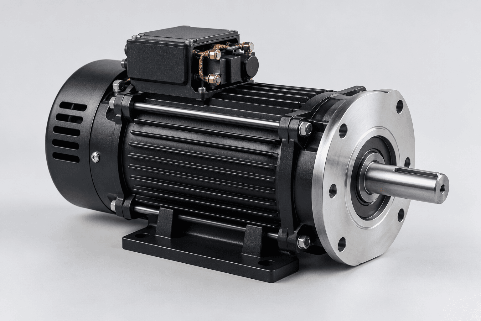 Industrial DC motor with mounting flange