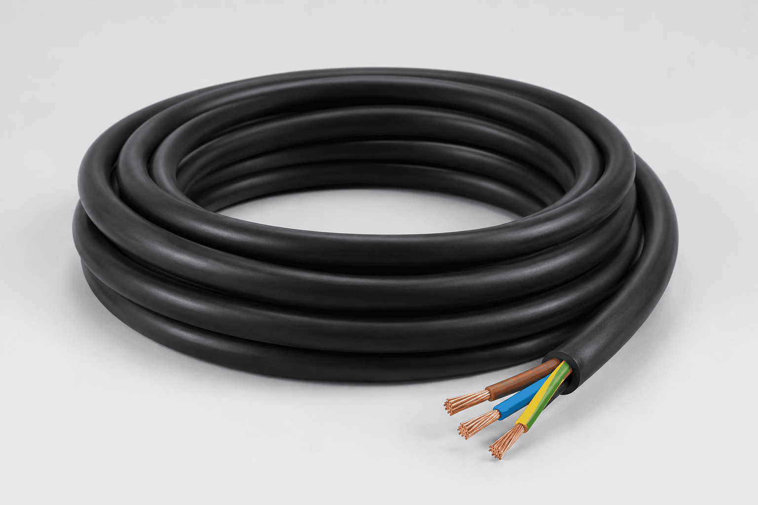 Flexible industrial rubber cable with copper conductors