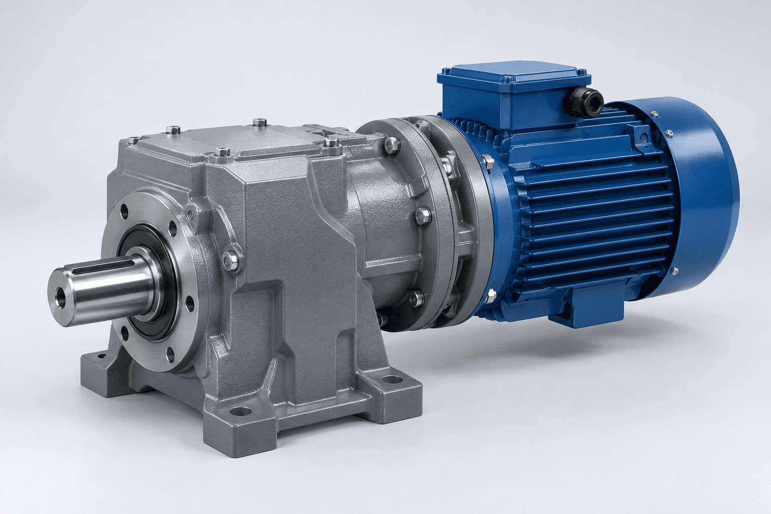 Industrial electric motor coupled to a reduction gearbox