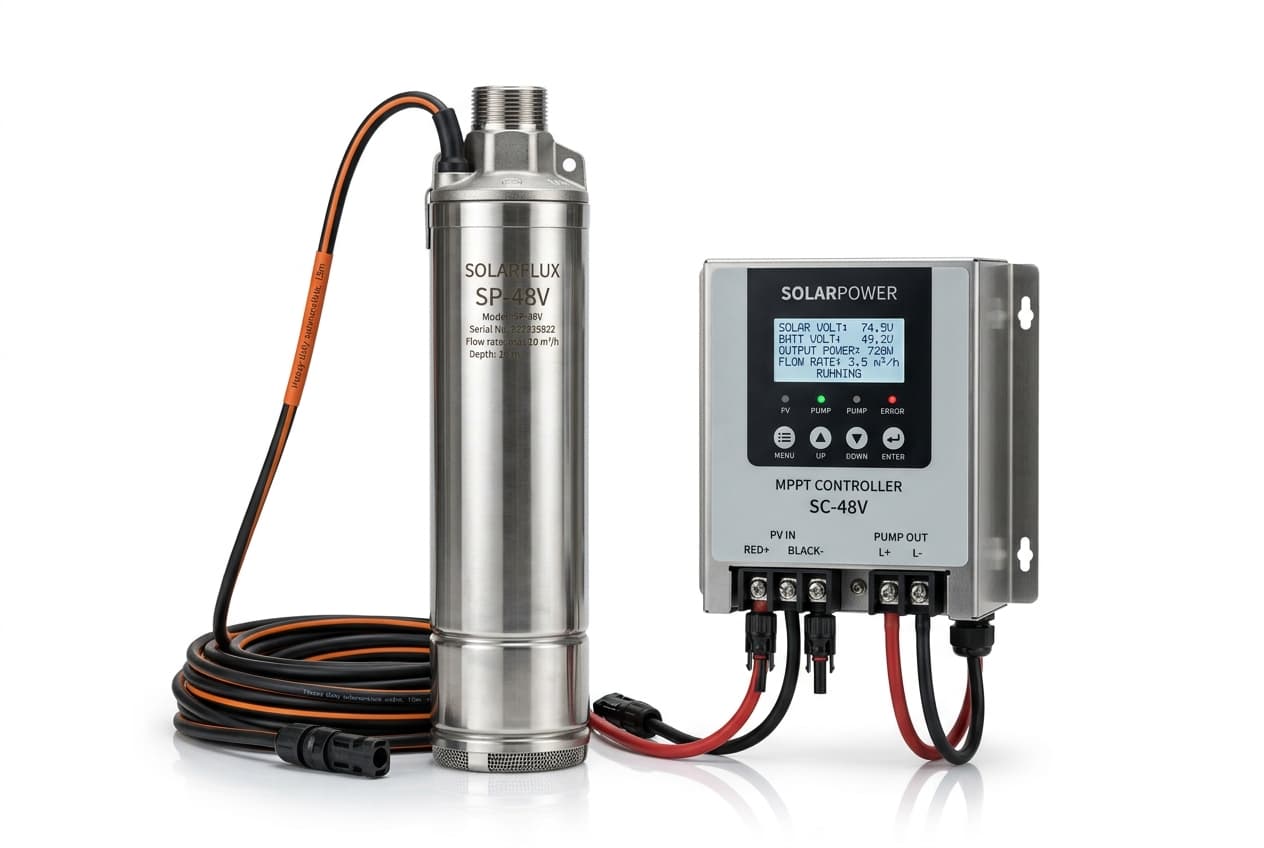 Solar-powered DC submersible pump system with MPPT controller